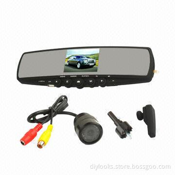 Bluetooth Hands-free Car Kit System with 3.5 inch TFT LCD Screen Rear-view Mirror and Camera
